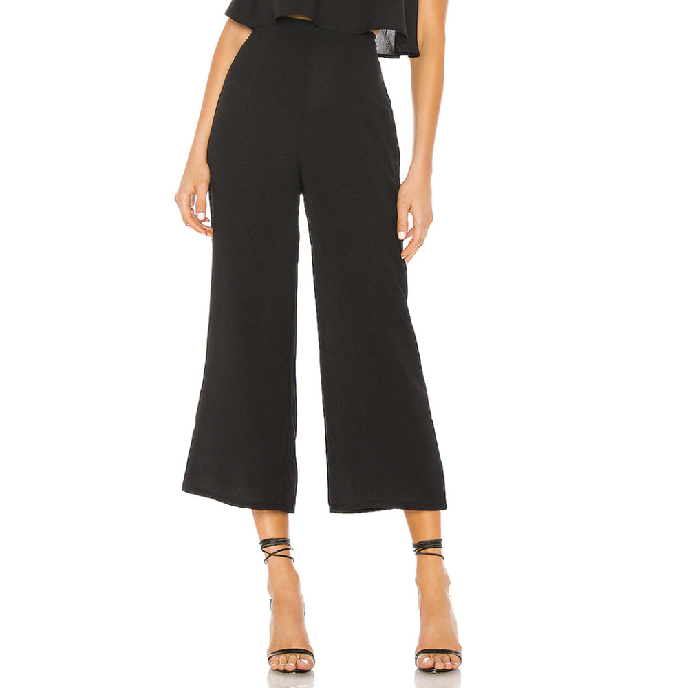 Superdown Brooke Black Wide Leg Pants Cropped High Rise‎ Culottes Women's Sz S - Picture 2 of 12